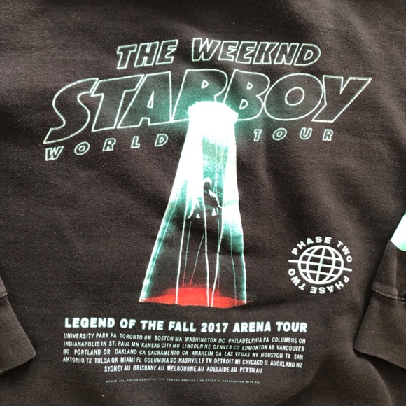 The Weeknd, XO Hoodie, 2017, Starboy, Legend of The Fall, Arena Tour, Size L - Picture 7 of 10